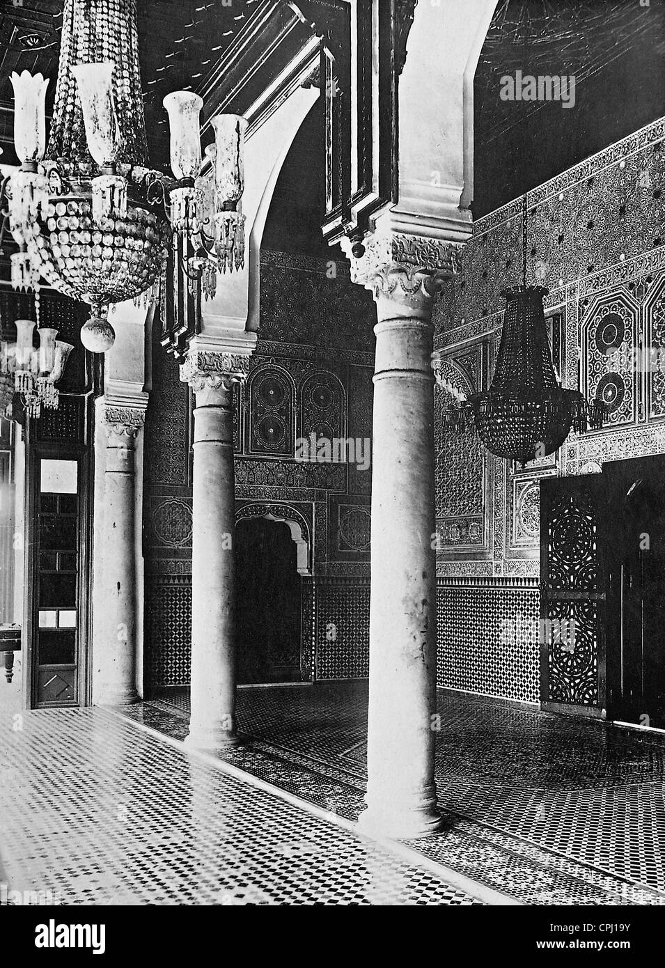 Salle du trône dans le palais du Sultan de Fès, 1927 Banque D'Images