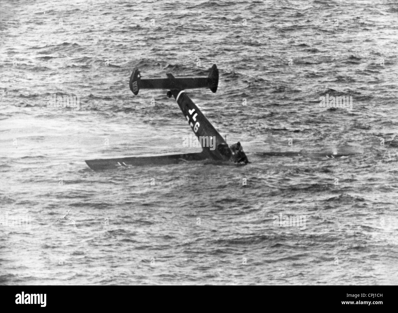 L'amerrissage d'un Messerschmitt Me 110, 1940 Banque D'Images