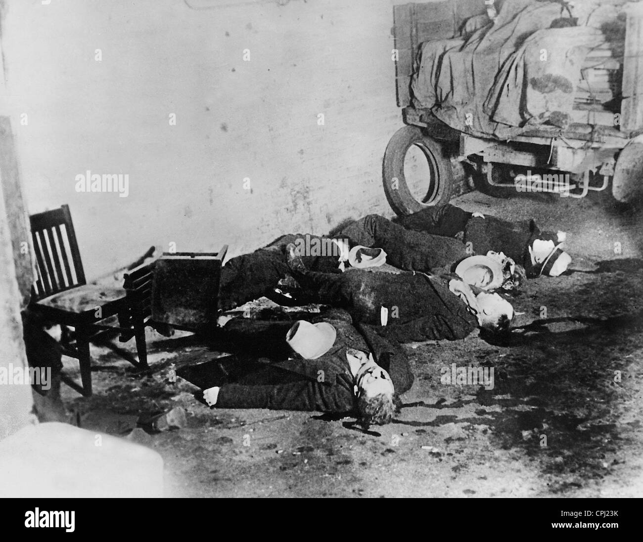 Des cadavres de la Valentine's Day massacre à Chicago, 1929 Banque D'Images