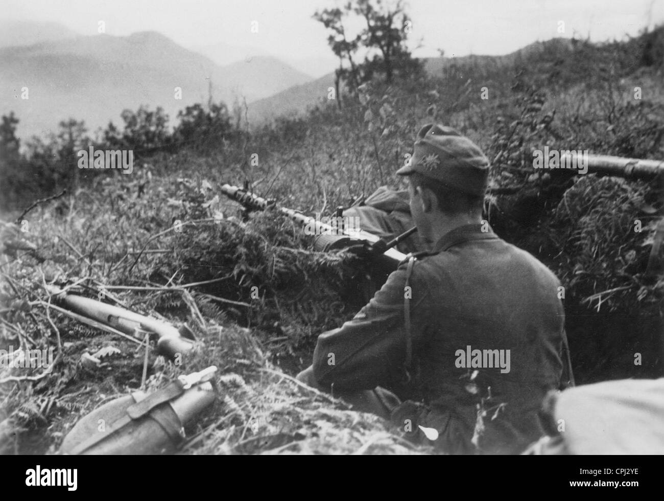 La mitrailleuse allemande post dans le Caucase, 1942 Banque D'Images