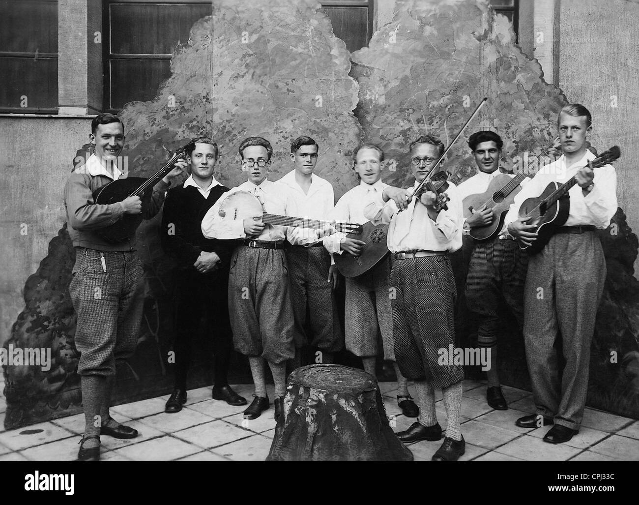 Étudiants comme musiciens de rue, 1930 Banque D'Images