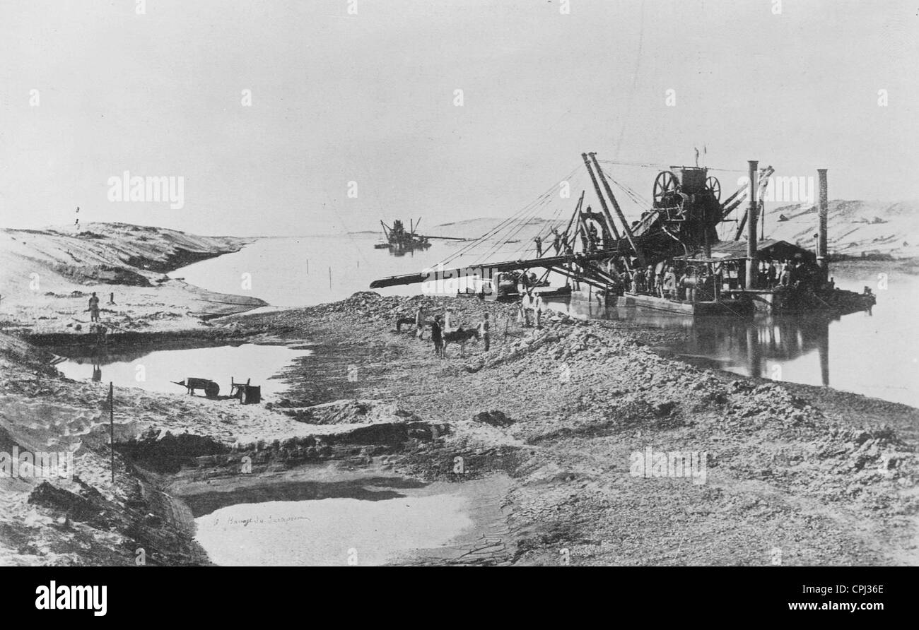 Construction du canal de Suez Banque D'Images
