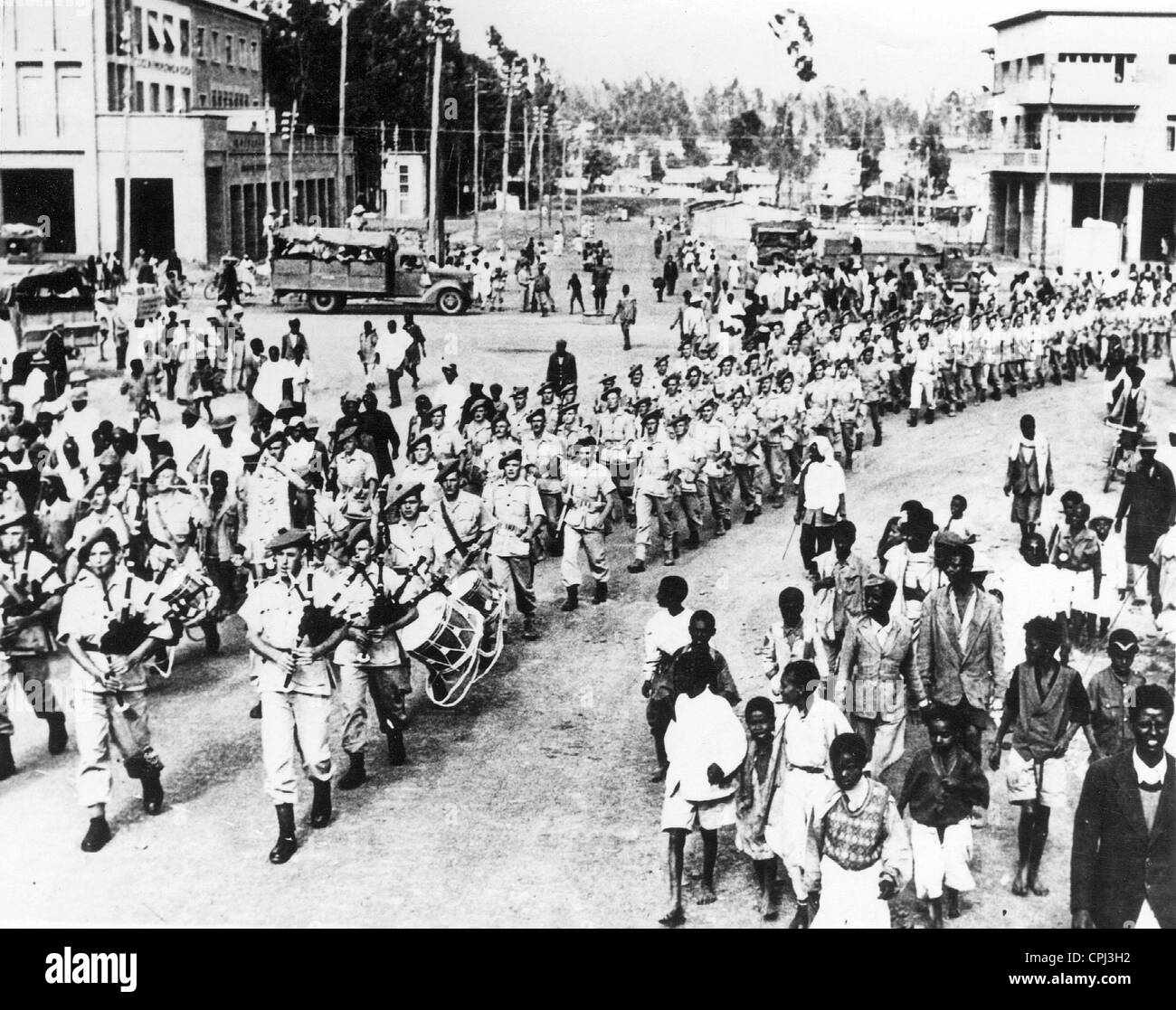 Les troupes britanniques à Addis-Abeba, 1941 Banque D'Images