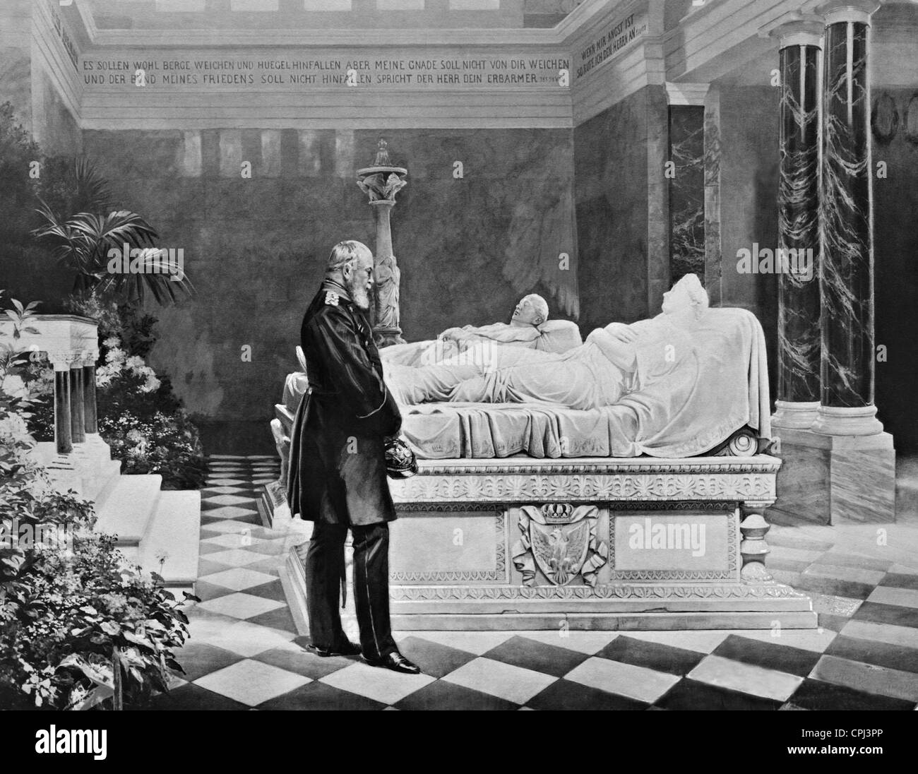 Le roi Guillaume I De Prusse dans un mausolée, 1870 Banque D'Images
