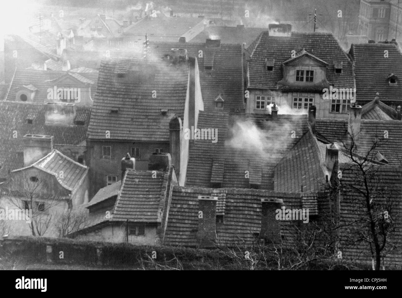 Les toits de Prague, 1942 Banque D'Images