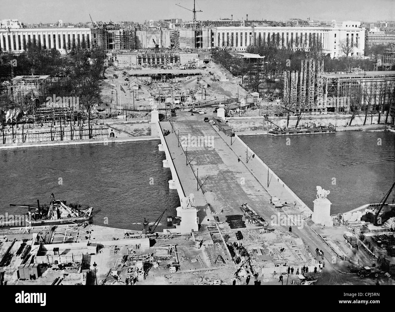 La construction de l'emplacement de l'Exposition Universelle de Paris, 1937 Banque D'Images
