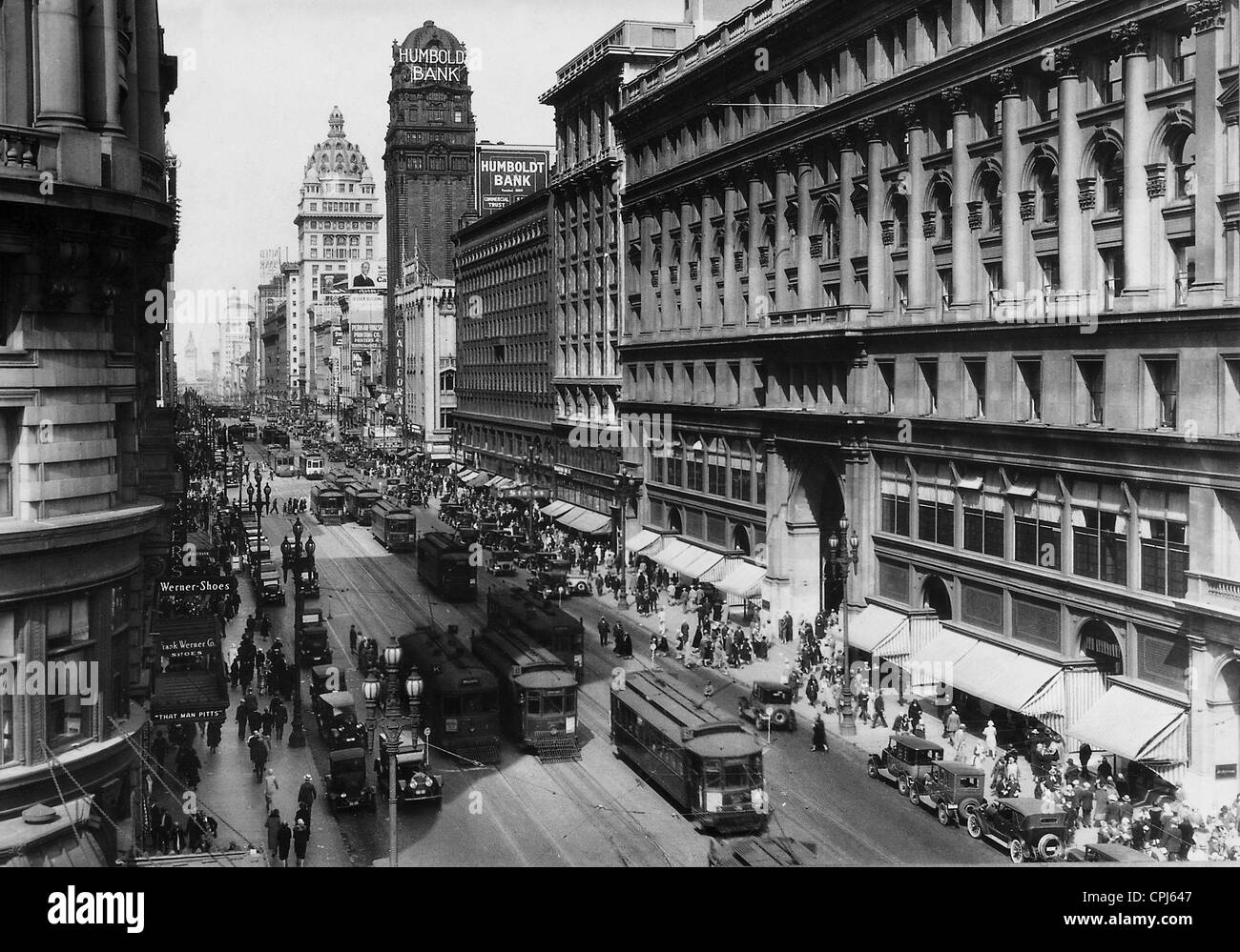 Scène de rue à San Francisco, 1927 Banque D'Images