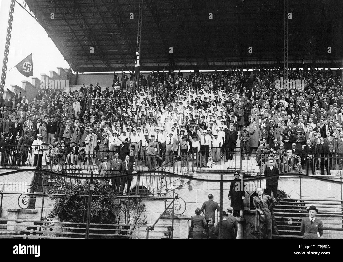 Des fans allemands lors de la Coupe du Monde de football 1934 Banque D'Images