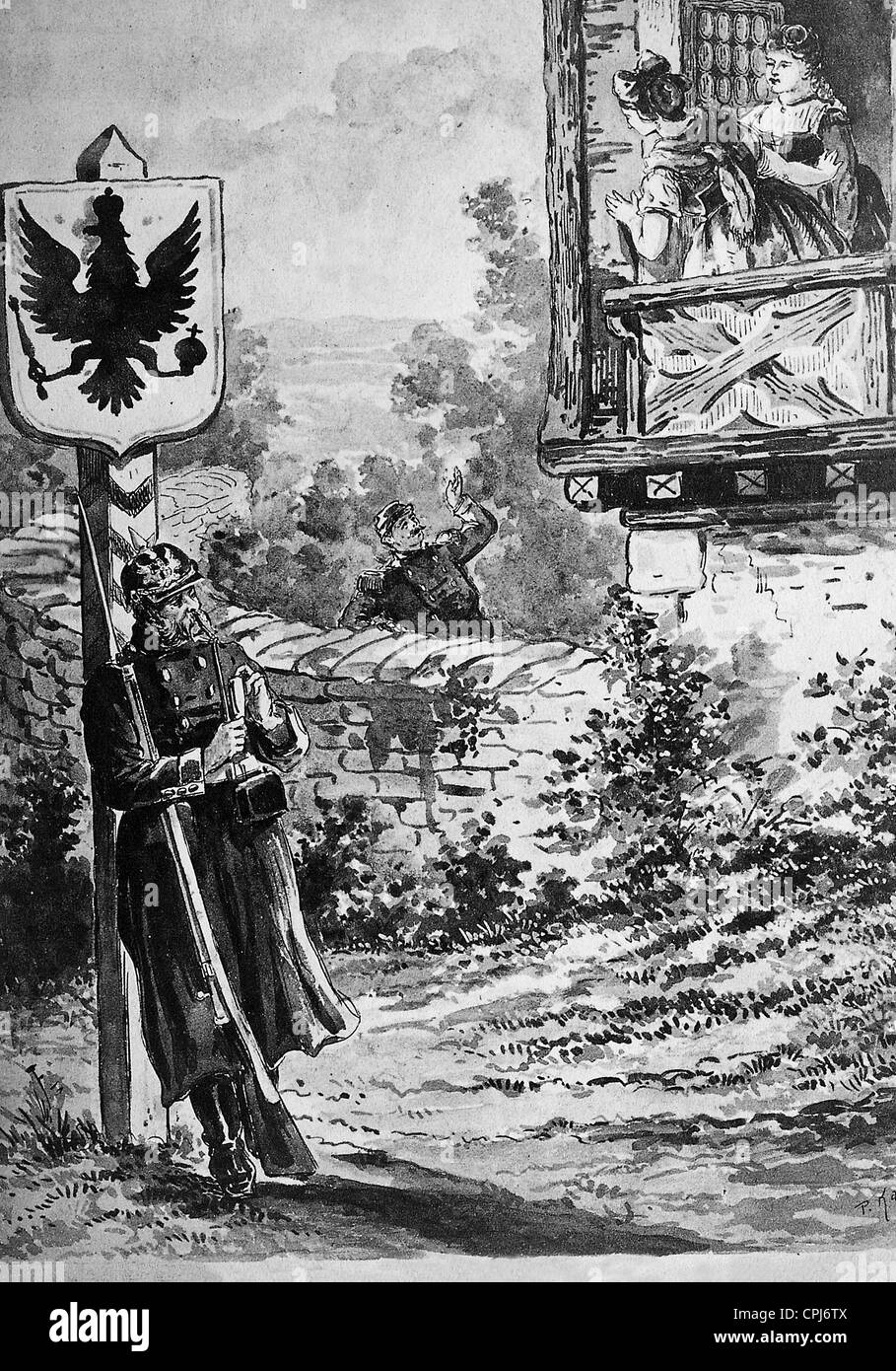 Se moquant de la volonté de la France sur la carte pour l'Alsace Lorraine, 1871 Banque D'Images