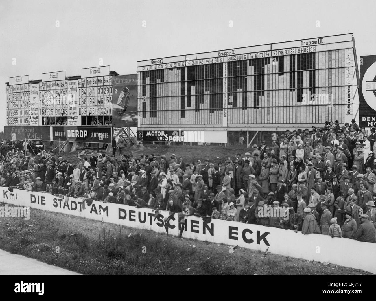Grand Prix d'Allemagne au Nürburgring : panneau avec les résultats de la course, 1932 Banque D'Images
