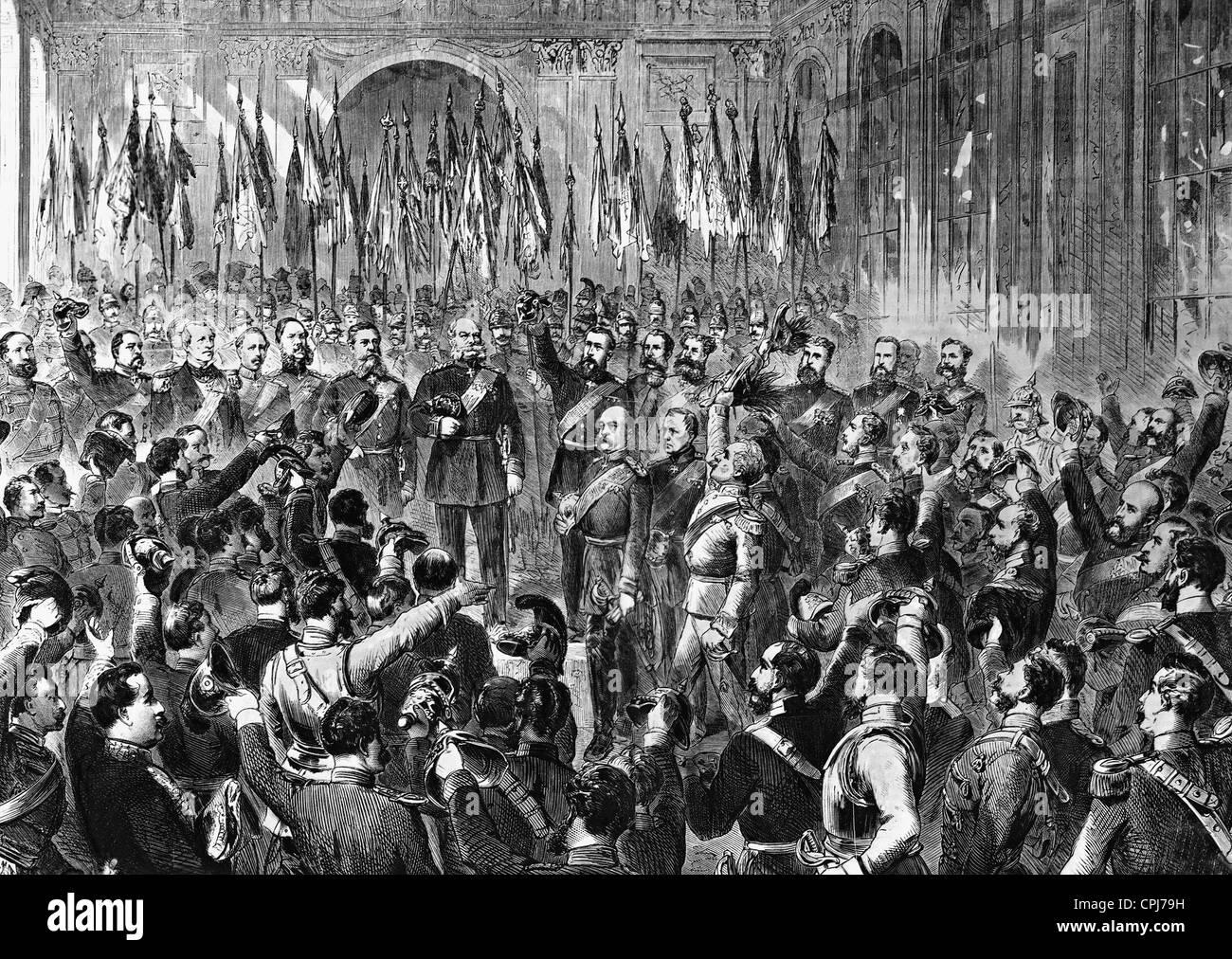 La proclamation de l'empereur dans la galerie des glaces à Versailles, 1871 Banque D'Images