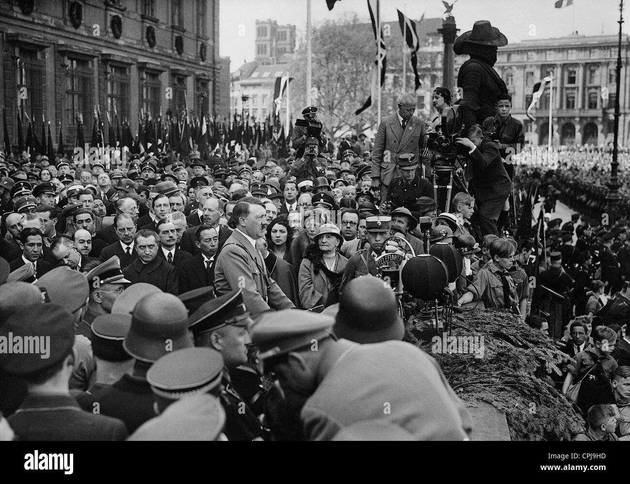 Adolf Hitler lors d'un discours pour le premier mai, 1934 Banque D'Images
