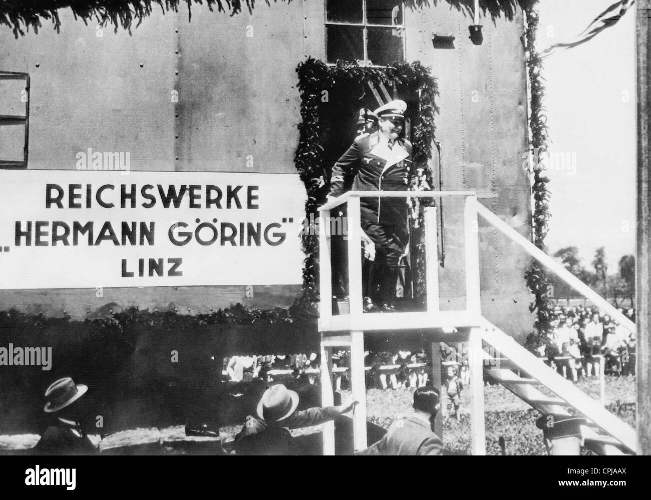 Hermann Goering au début de la construction pour le Reich Hermann Goering 'plantes à Linz', 1938 Banque D'Images