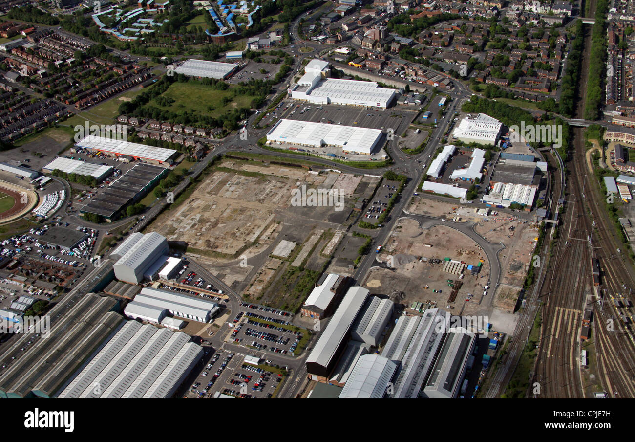 Vue aérienne des terrains à Byker, Newcastle upon Tyne Banque D'Images