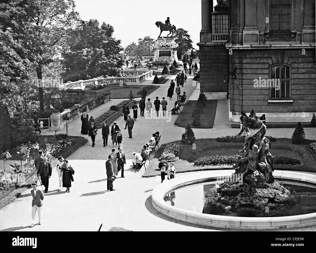 Le jardin du Château Royal à Budapest, 1937 Banque D'Images