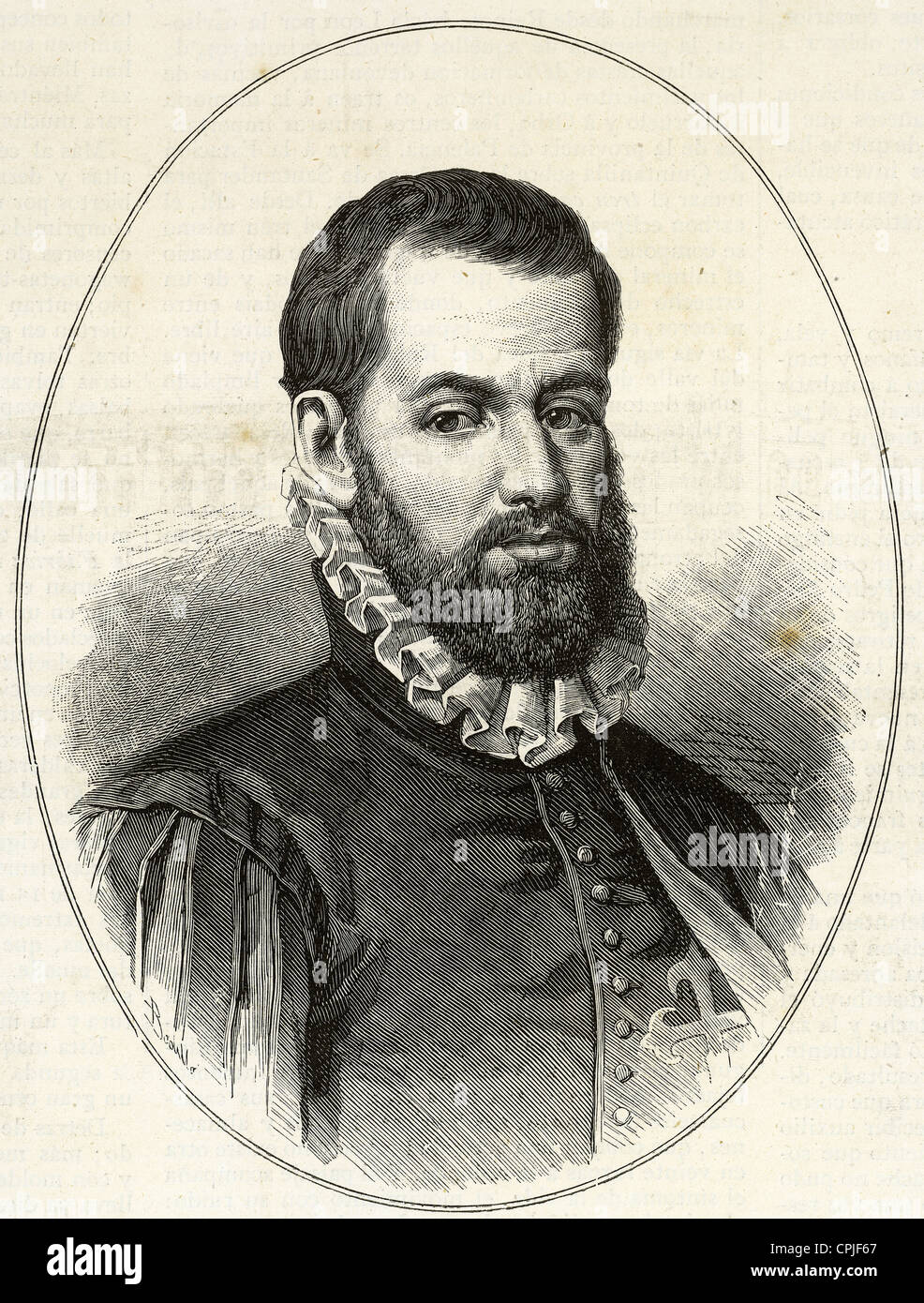 Pedro Menendez de Aviles (1519-1574). Officier de la marine espagnole et conquérant. La gravure à l'espagnol et l'American Illustration, 1880. Banque D'Images