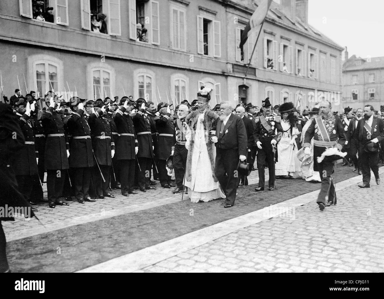 Arrivée du couple royal danois à Cherbourg, 1907 Banque D'Images