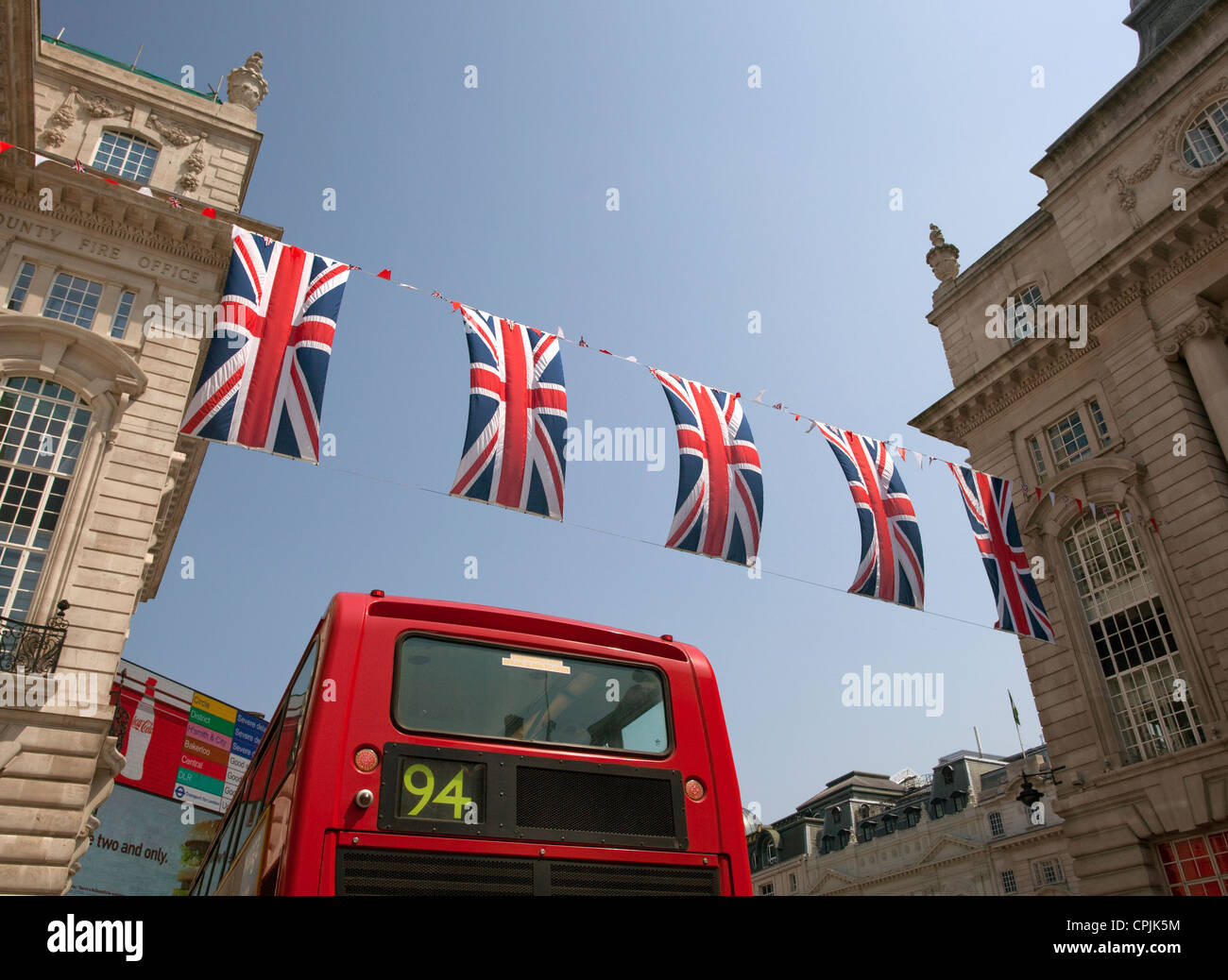 Union Jack noir dans Regents Street, Londres Banque D'Images
