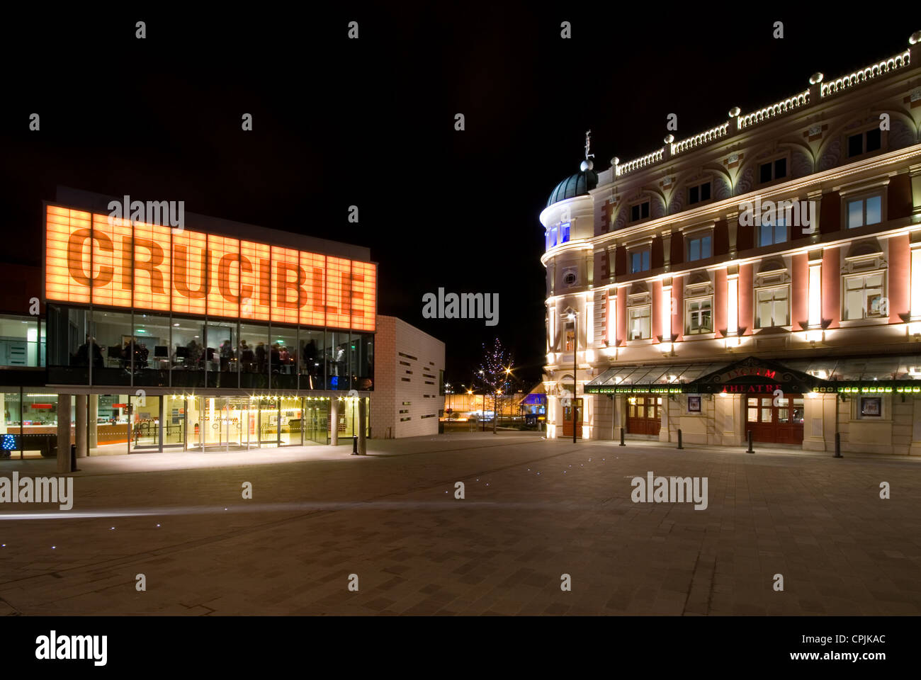 Crucible et Lyceum Theatre de Tudor Square - Centre-ville de Sheffield, UK Banque D'Images