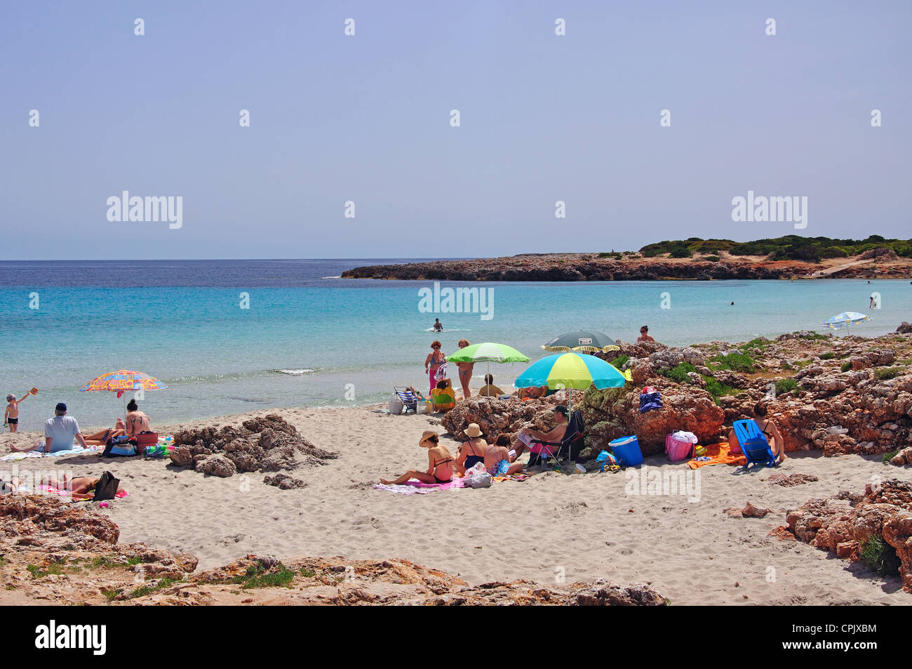 Playa Son Xoriguer, Minorque, Iles Baléares, Espagne Banque D'Images