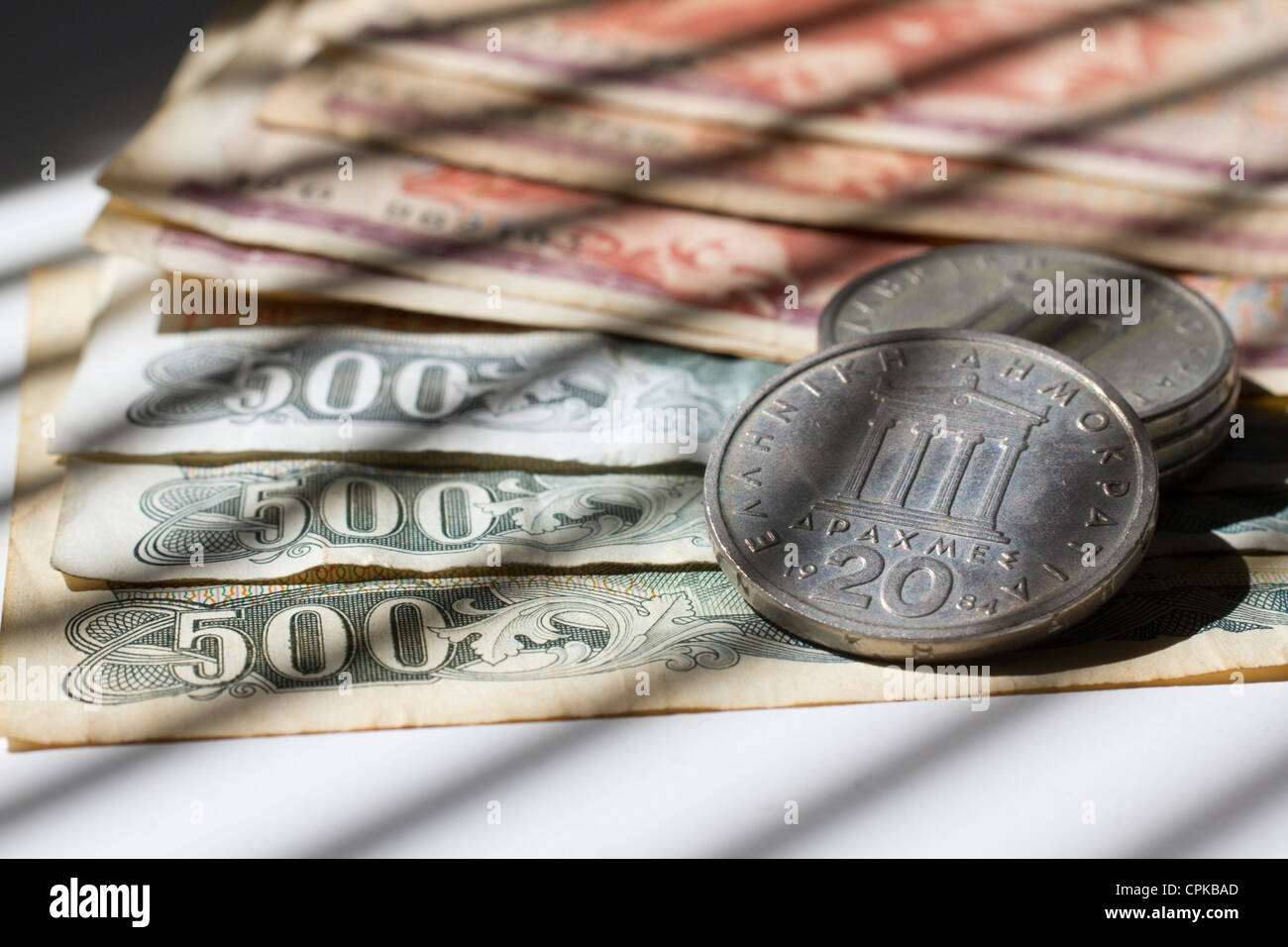 Drachme monnaie drachmes de l'argent comptant de drachmes sont l'ancienne monnaie de la grèce Banque D'Images