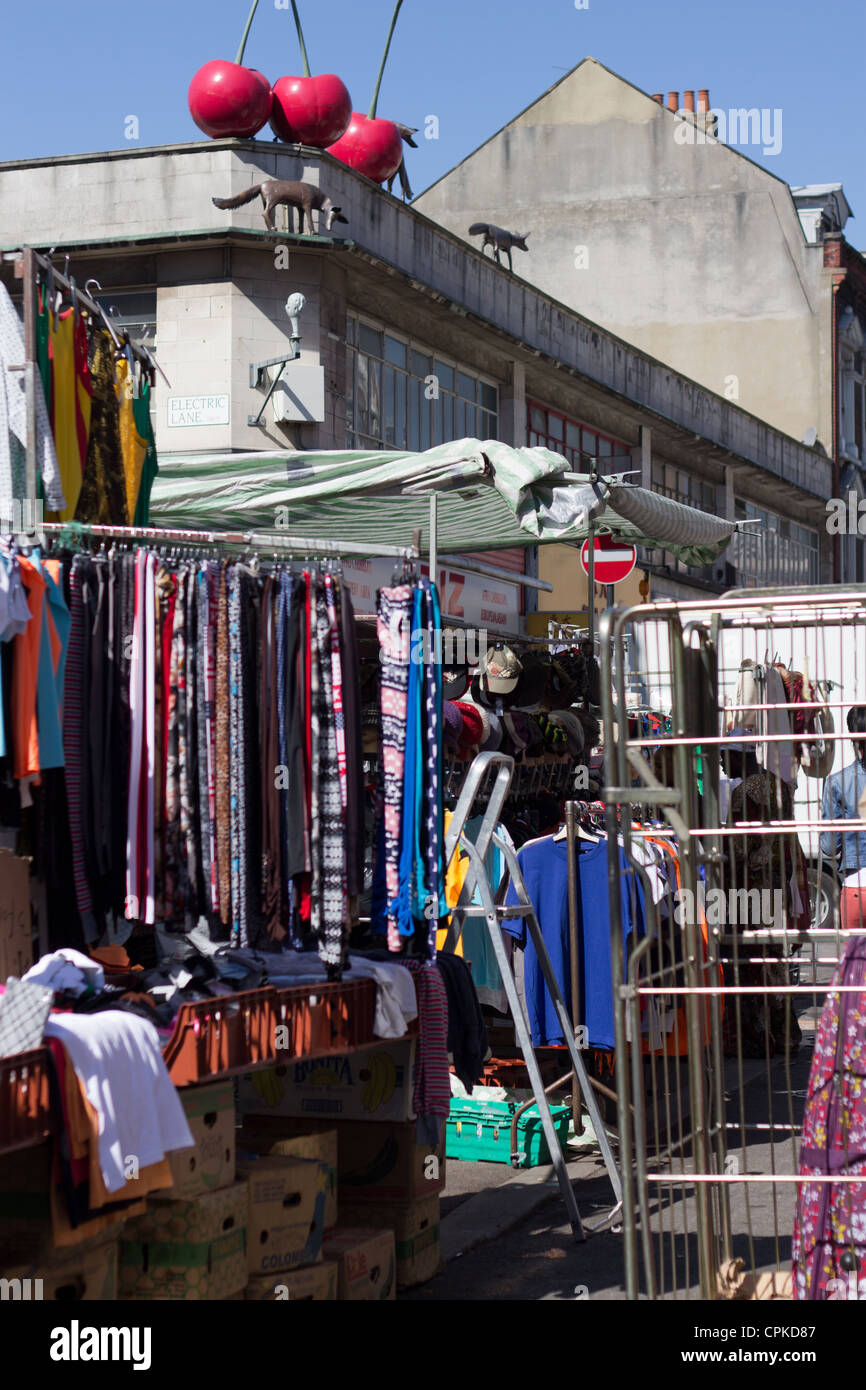 La rue du marché de Brixton d'affichage Banque D'Images