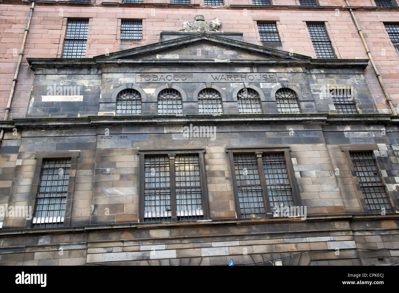 Ancien entrepôt de tabac James Watt Street Glasgow Ecosse broomielaw l'entrepôt original montre 1854 immeuble avec Banque D'Images