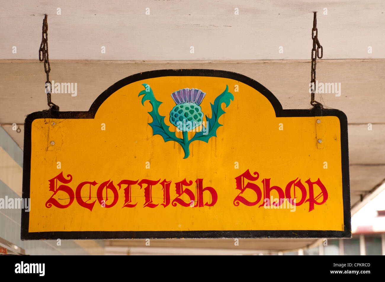 Inscrivez-vous pour le Scottish Shop dans la ville de Maclean, connue pour son patrimoine écossais et festival annuel d'un même thème. Banque D'Images