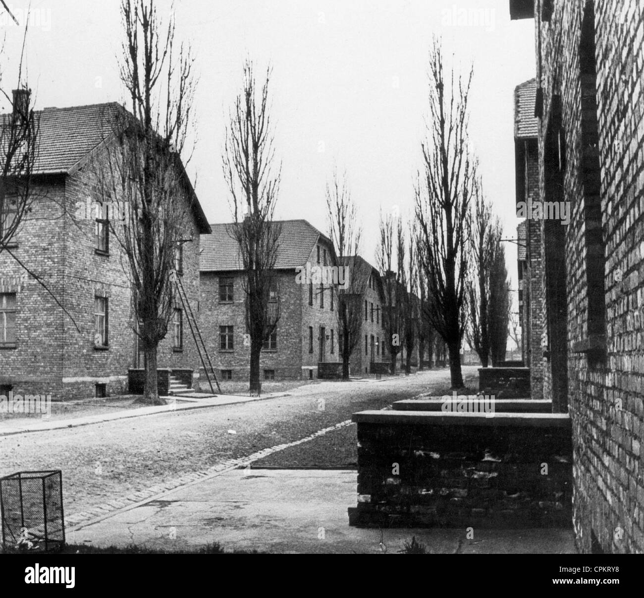 Les bâtiments administratifs en camp de concentration d'Auschwitz Banque D'Images
