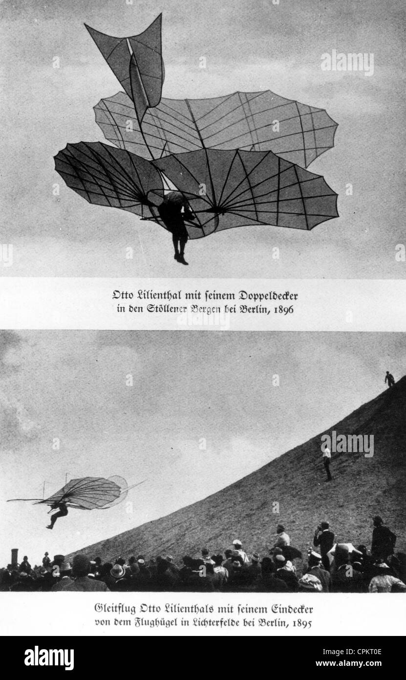 Otto Lilienthal essayer flight Banque D'Images