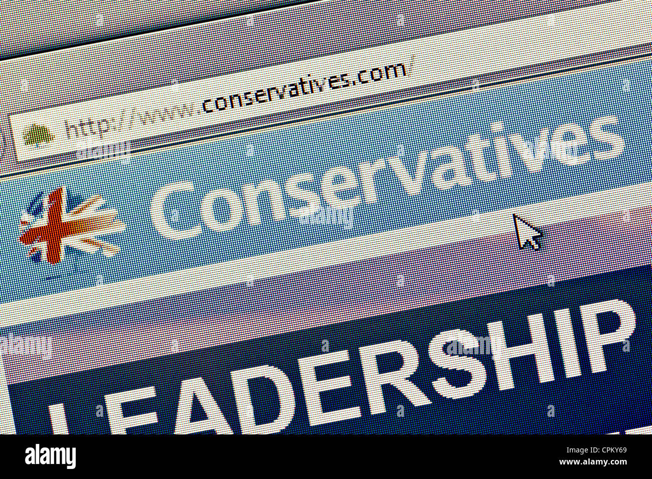 Parti conservateur UK logo et un nouveau site web close up Banque D'Images