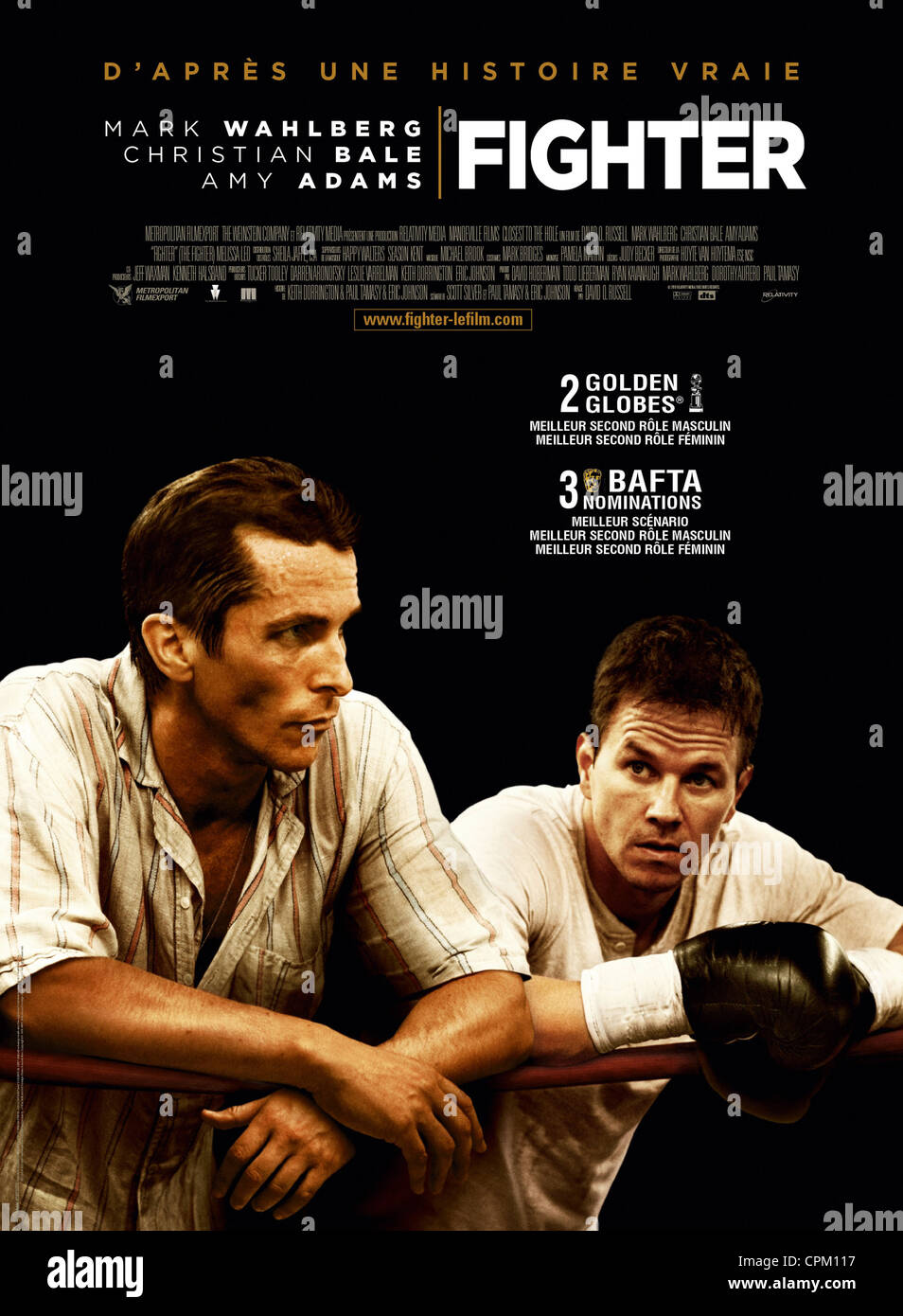 L'année de chasse : 2010 USA Directeur : David O. Russell Mark Wahlberg, Christian Bale affiche française basée sur une histoire vraie Banque D'Images