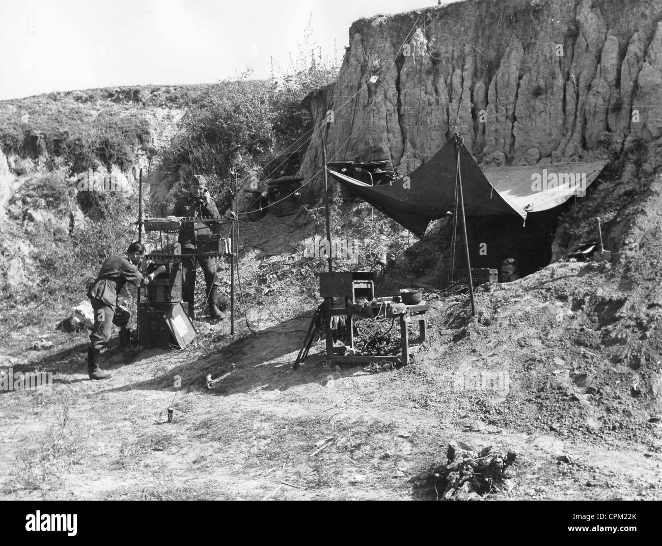 Bunkers allemands sur le front de l'Est à Stalingrad, 1942 Banque D'Images