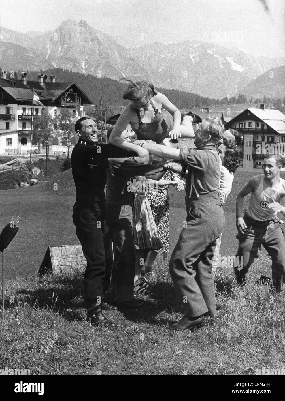 Locations dans le village de vacances de pétroliers et équipage de char, 1943 Banque D'Images