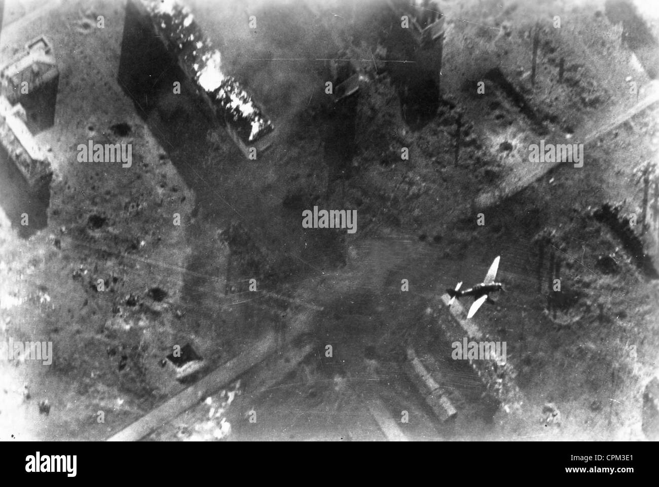Avion de chasse allemand lors d'une attaque sur Stalingrad, 1942 Banque D'Images