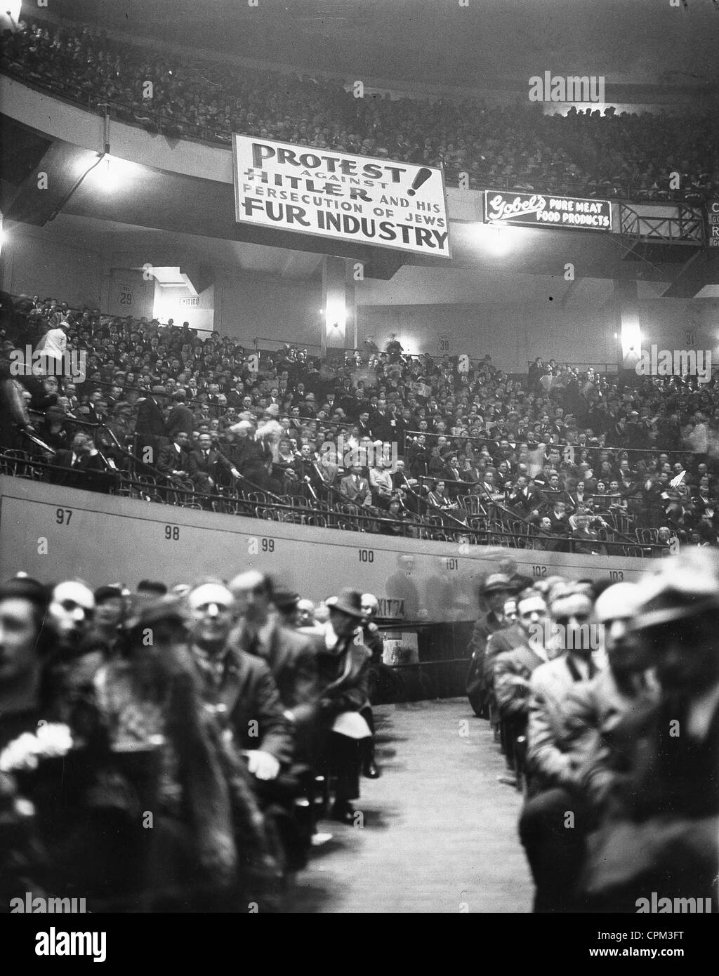 Protestation contre l'antisémitisme et le National-Socialisme de coup d'Etat, Madison Square Garden, New York, 27 mars 1933 Banque D'Images