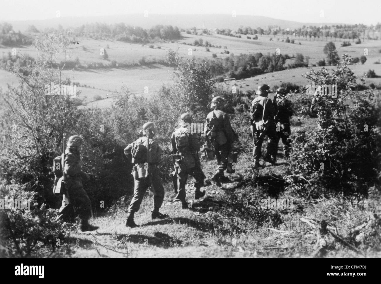 Garde-frontière allemande sur la ligne de démarcation de la France de Vichy, 1942 Banque D'Images