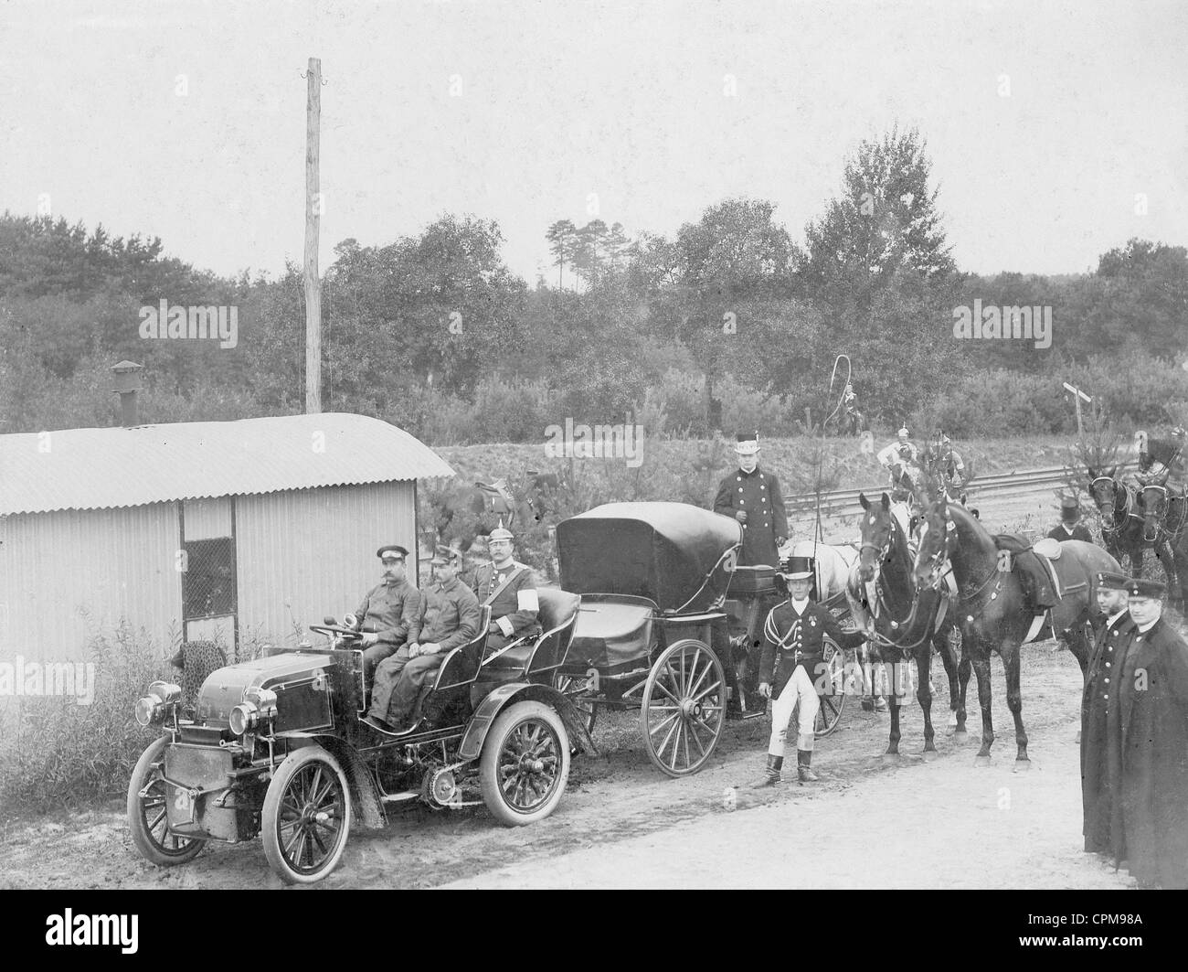 Voiture à la manœuvre Kaiser près de Stettin, ca. 1910 Banque D'Images