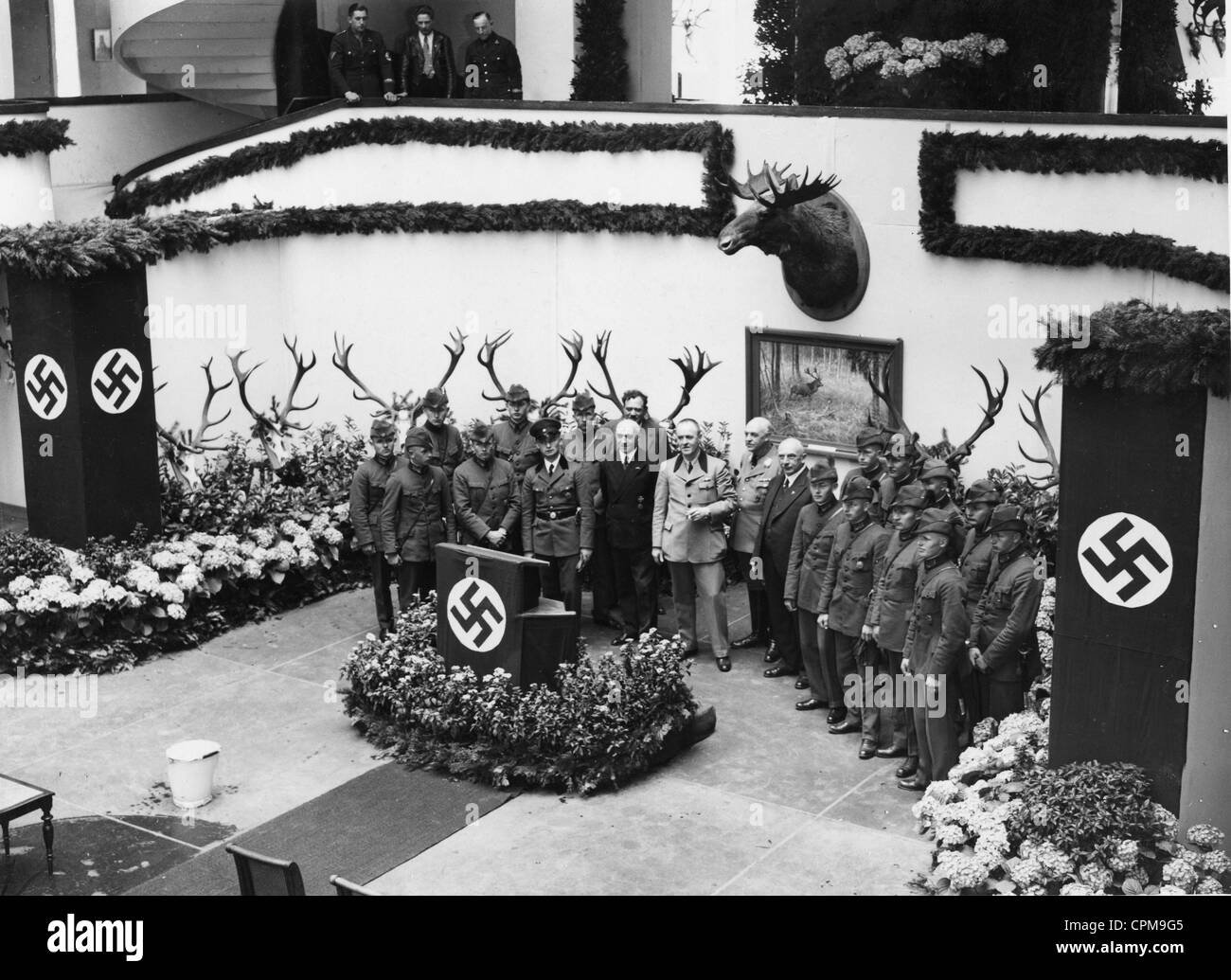 Chasseurs à l'exposition internationale de la chasse à Berlin, 1934 Banque D'Images