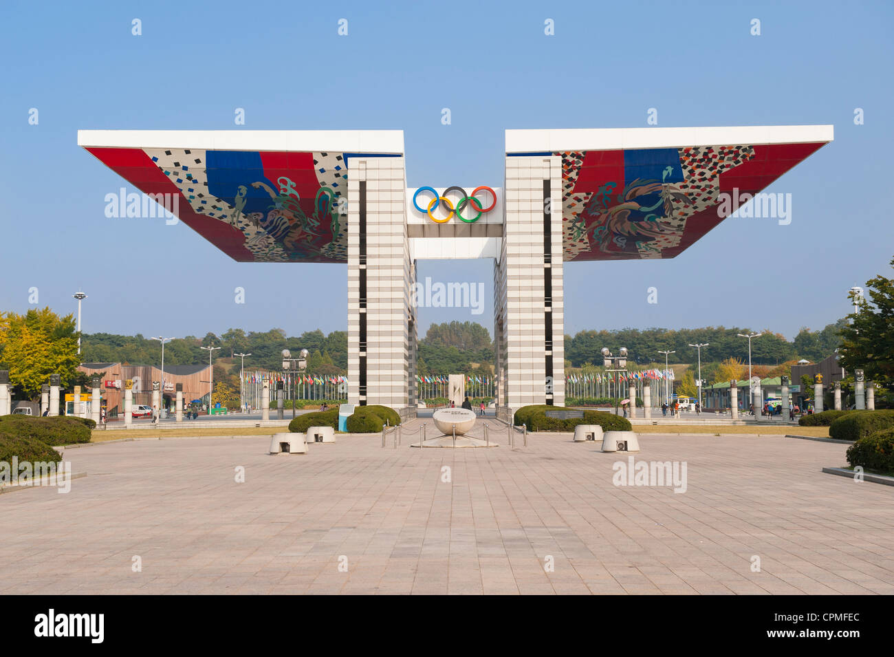 La paix mondiale porte dans le Parc olympique de Séoul, Corée du Sud Banque D'Images