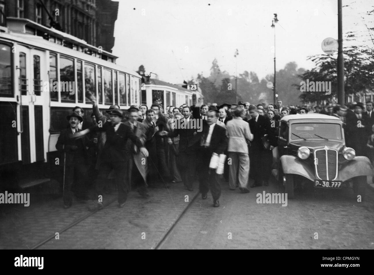 Les tchèques de protester contre la politique allemande au cours de la crise des Sudètes, 1938 Banque D'Images