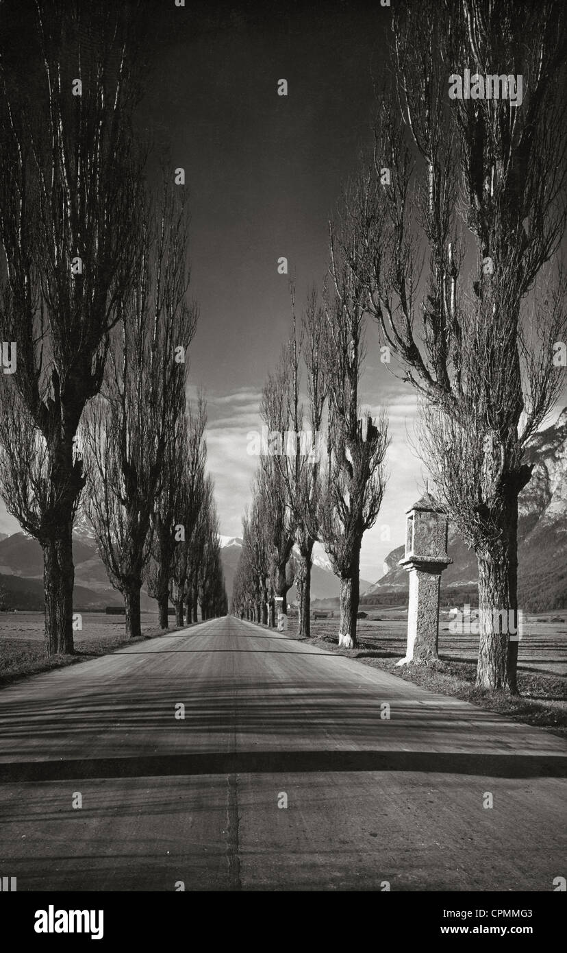 Vieille route de campagne dans le Tyrol, 1931 Banque D'Images
