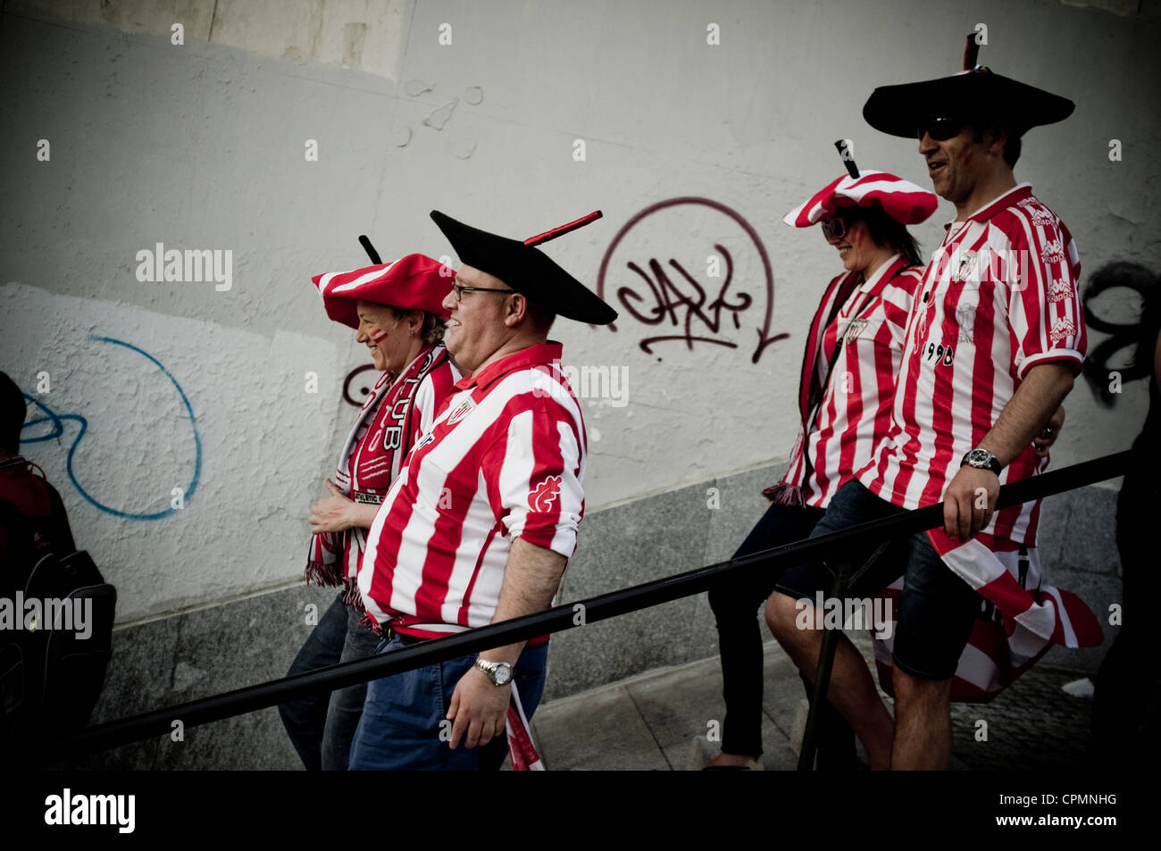 L'Athletic Bilbao fans à Madrid avant la Copa del Rey 2012 finale contre le FC Barcelone. Banque D'Images