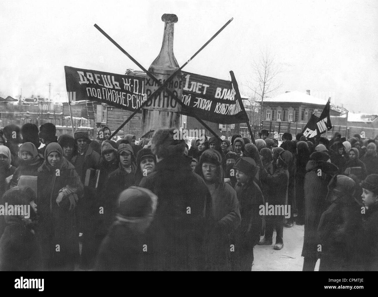 Manifestation anti-alcool à Moscou, 1929 Banque D'Images