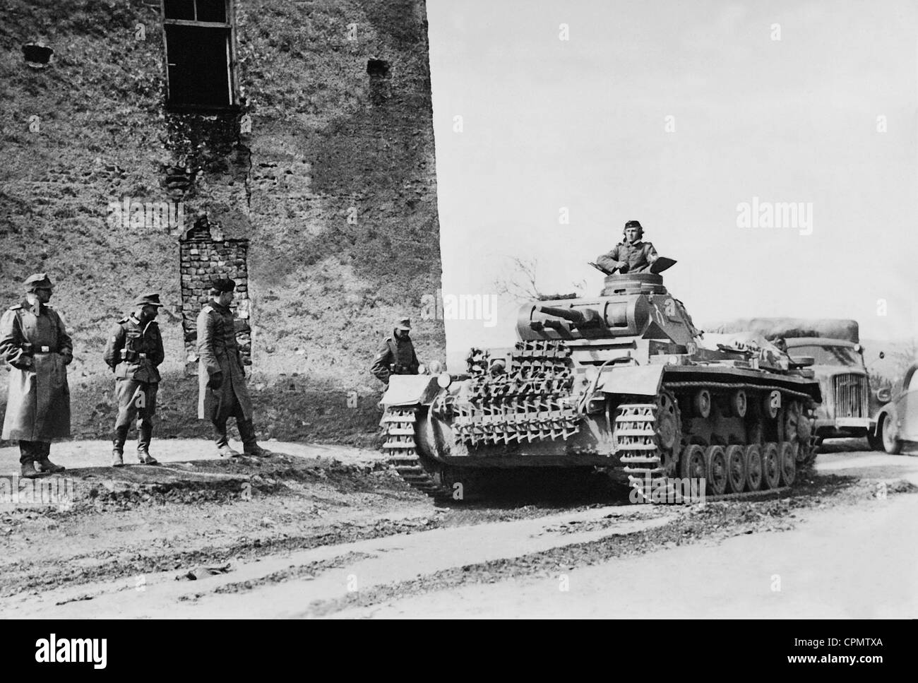Chars allemands sur la frontière grecque, 1941 Banque D'Images