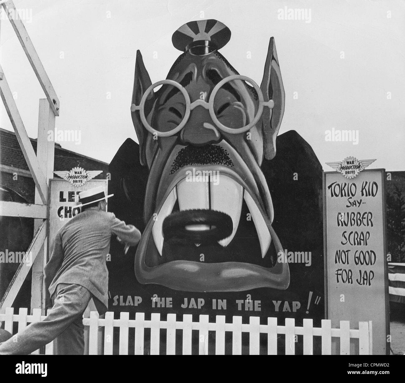 Caricature d'un visage japonais pendant la DEUXIÈME GUERRE MONDIALE en Californie Banque D'Images