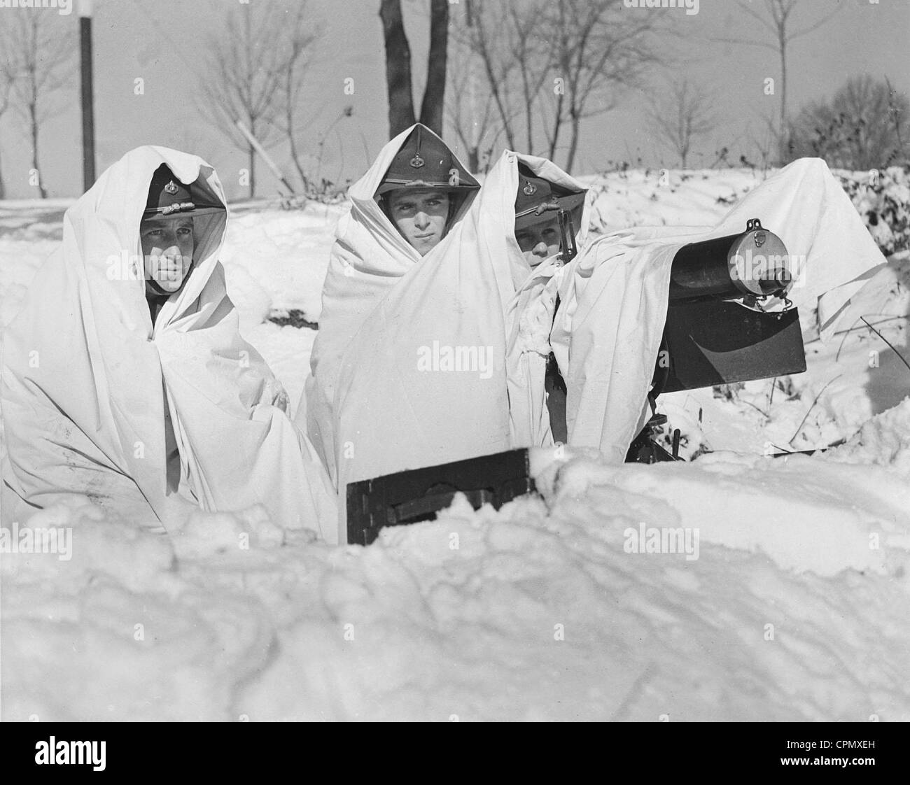 Les soldats américains sur les manœuvres d'hiver, 1940 Banque D'Images