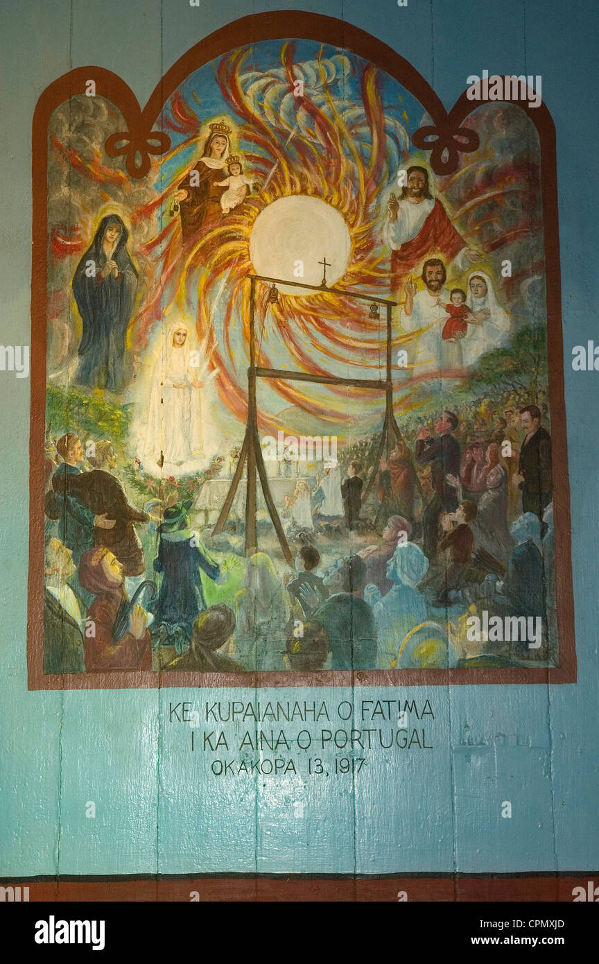 Elk284-2230v New York, HI, District de Puna, Étoile de la mer, l'église peinte, 1929 panneaux peints de l'intérieur Banque D'Images