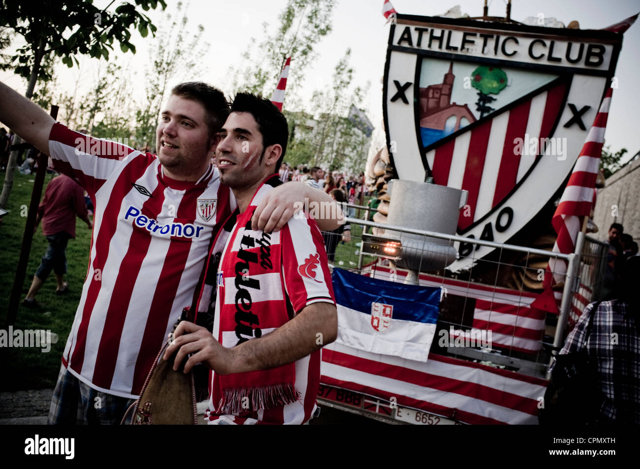 L'Athletic Bilbao fans à Madrid avant la Copa del Rey 2012 finale contre le FC Barcelone. Banque D'Images