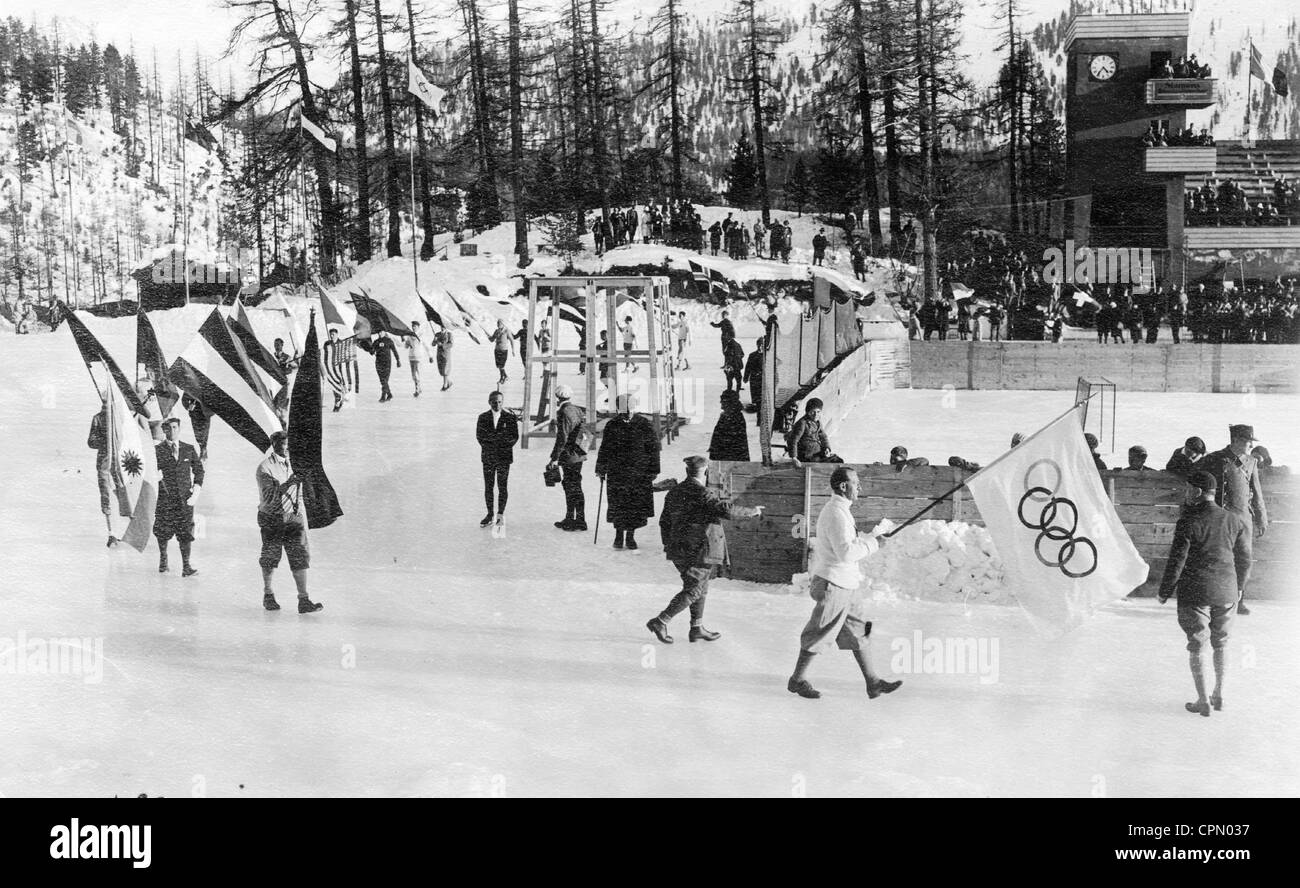 Ouverture de l'hiver de 2010 à Saint-Moritz, 1928 Banque D'Images